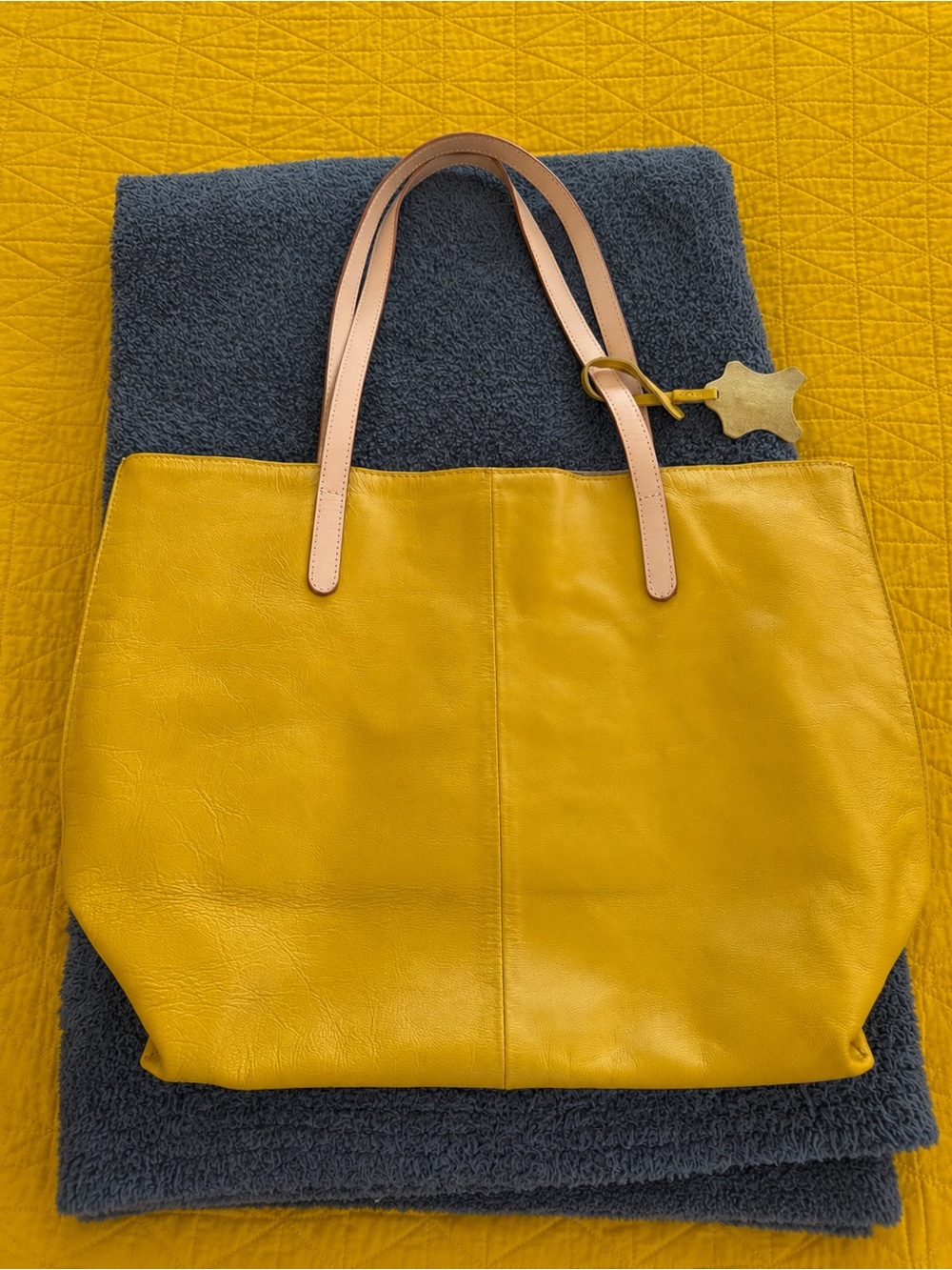 Yellow Leather Tote Bag Goat N205